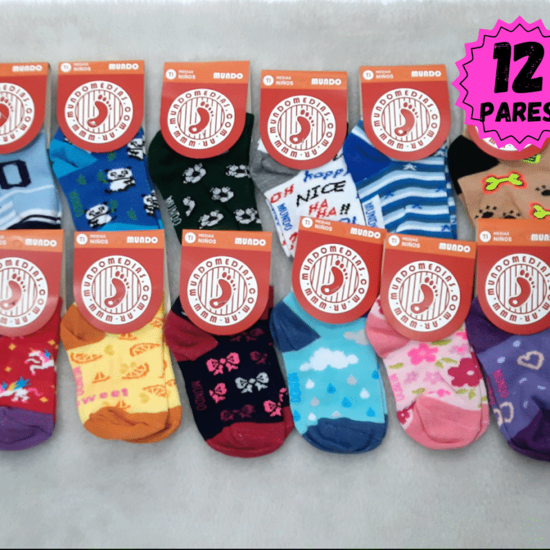 Soquete de niño estampado talle 1, x12.
