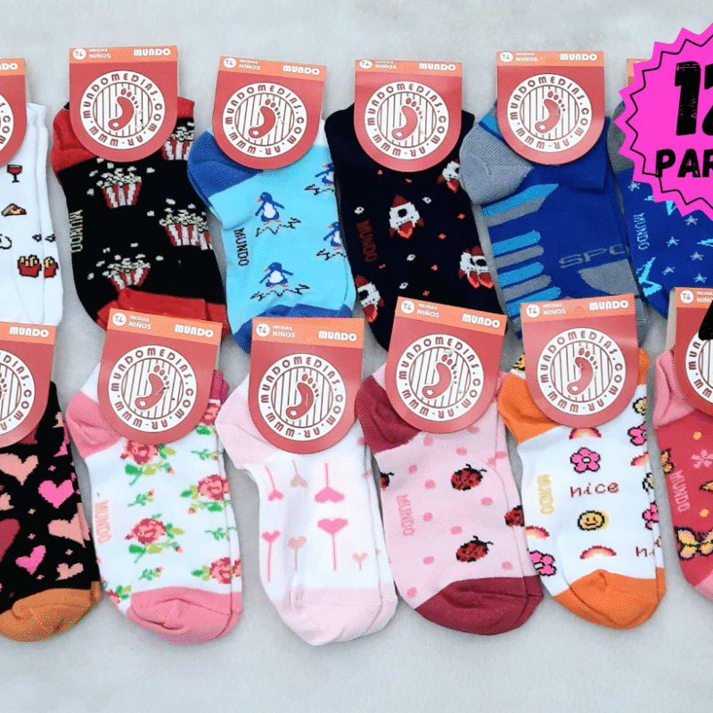 Soquete de niño estampado, Talle 4.