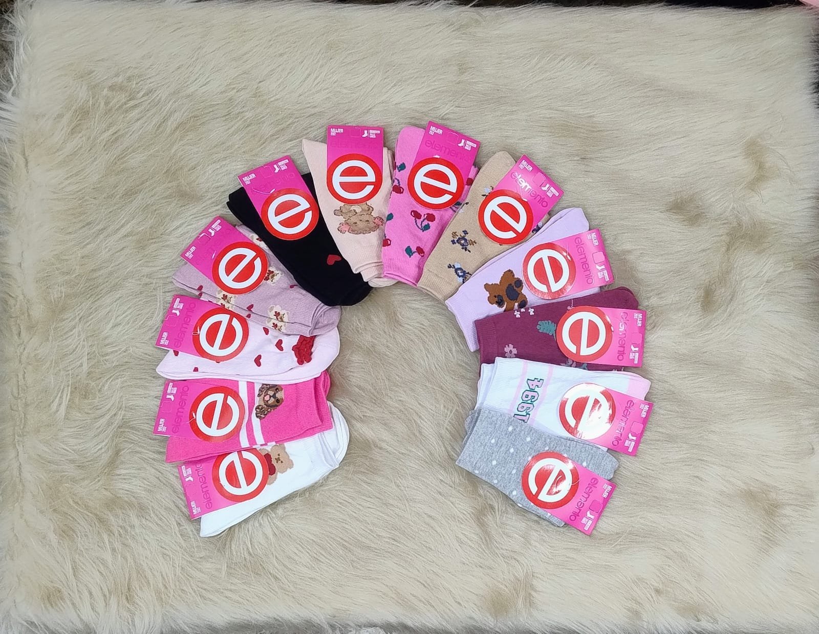 Medias media caña estampadas de dama, x12.