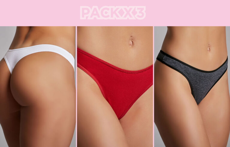 Pack por 3 less de algodón y lycra.