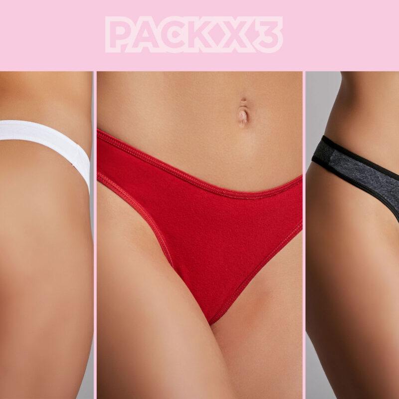 Pack por 3 less de algodón y lycra.