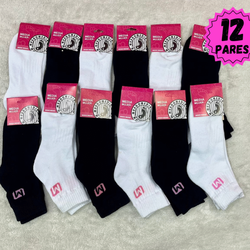 Deportiva de dama liso B/N con toalla.