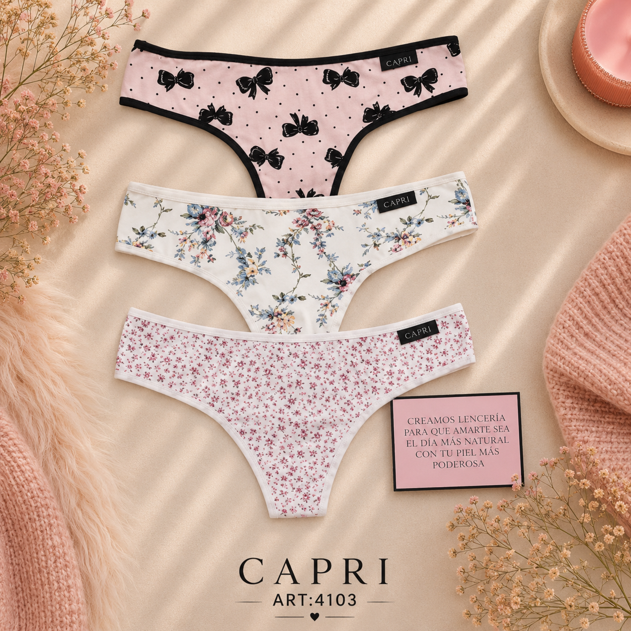 Culotteless algodón estampado talle especial, pack x3.