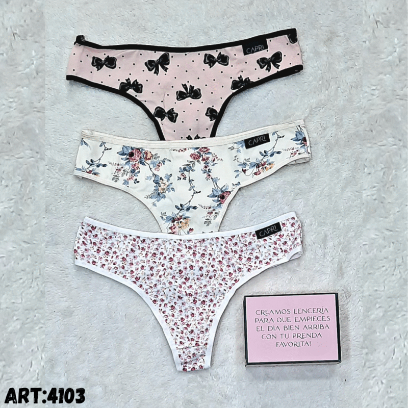 Culotteless algodón estampado, Talle Especial Packx3,Capri.