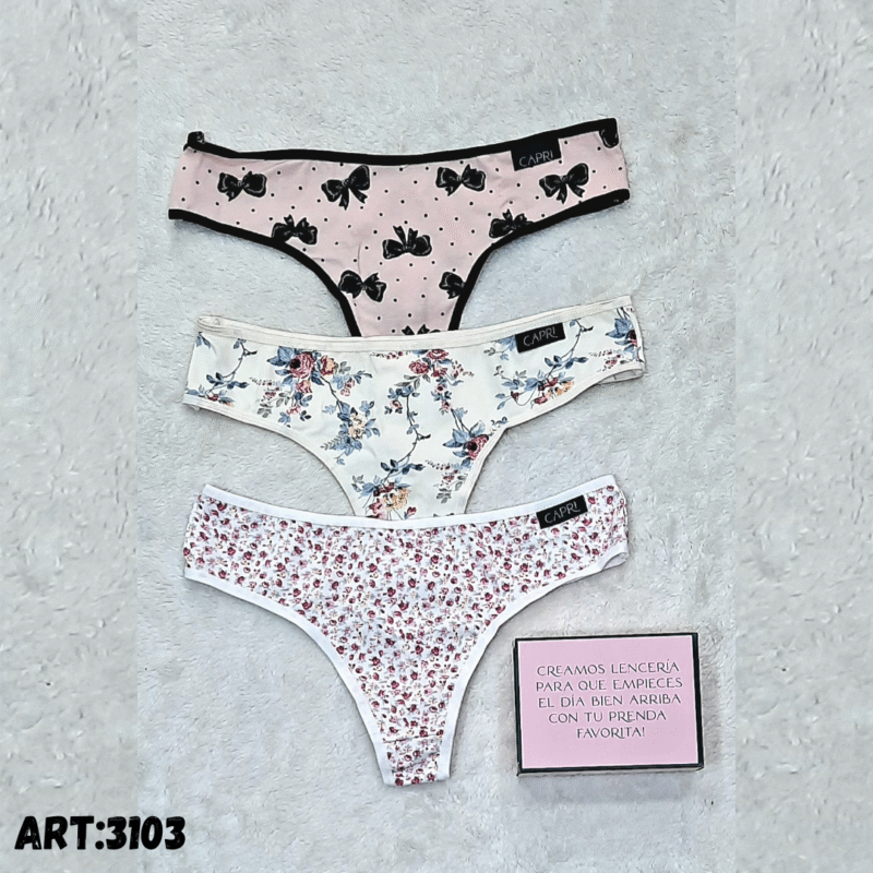 Culotteless algodón estampado,  Pack x3,Capri.