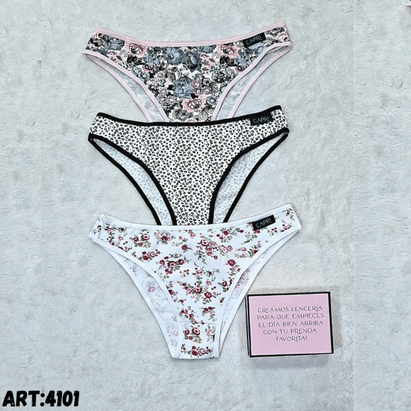 Vedetina de algodón estampada Talle Especial, pack x3 Capri.
