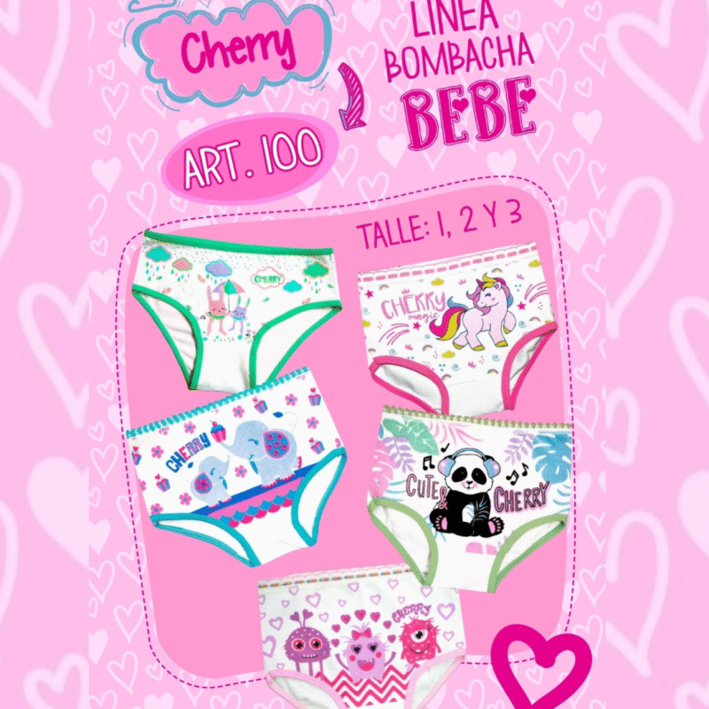 Bombacha de algodón de bebe, Linea Cherry.