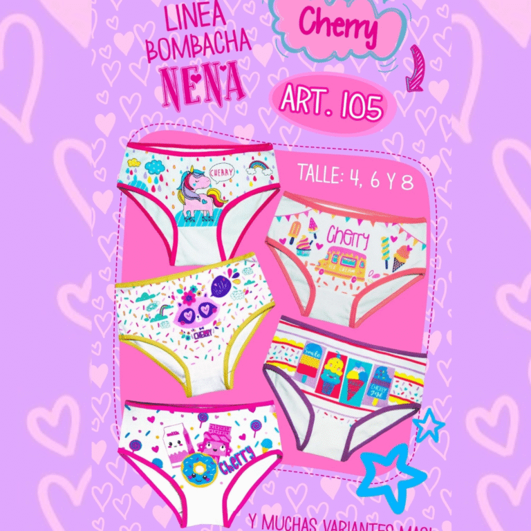 Bombacha de algodón de nena estampada, Linea Cherry.