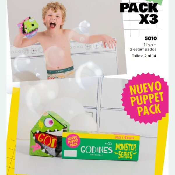 Boxer de algodón niño , pack x3 Linea Godines.