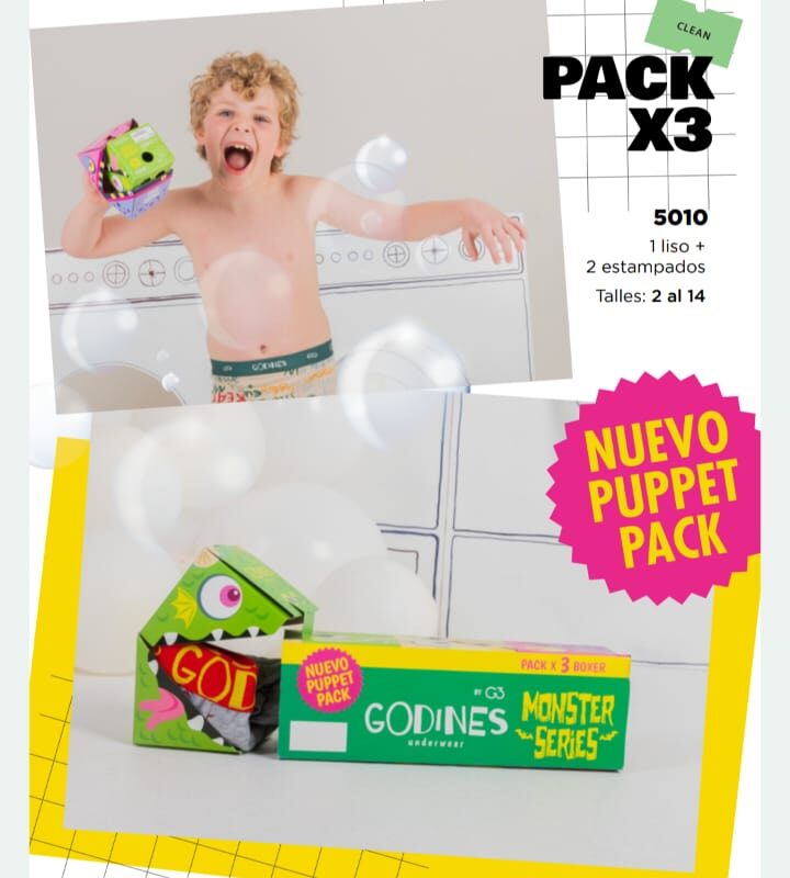 Boxer de algodón niño , pack x3 Linea Godines.