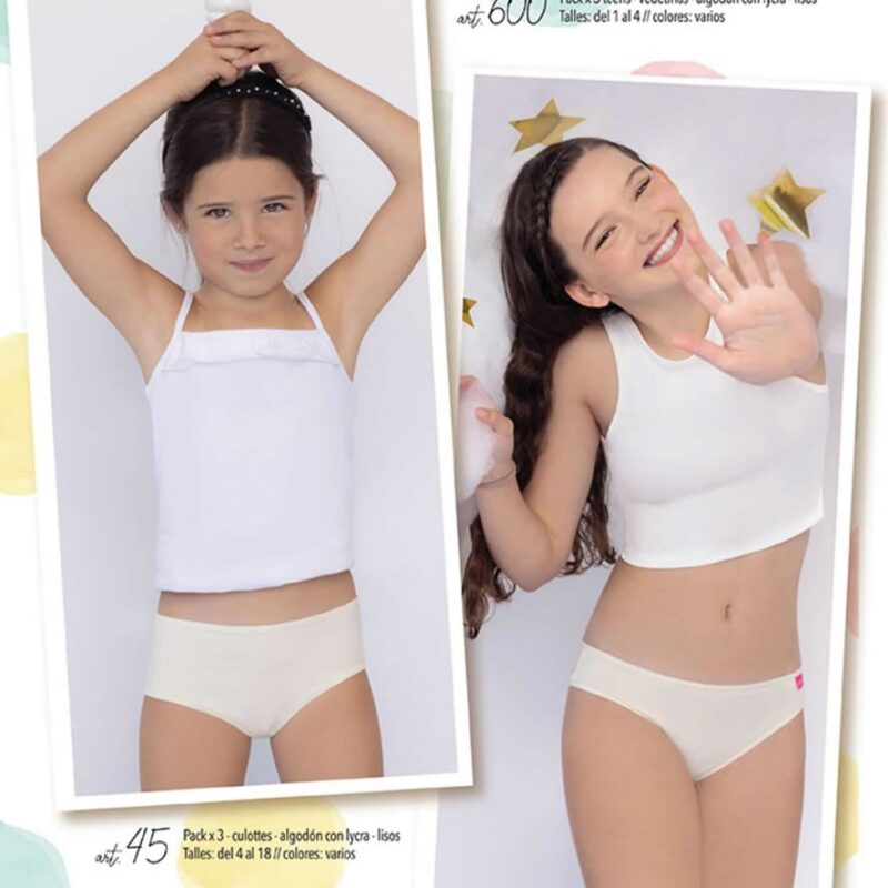 Culotte de nena algodón liso, PACK X3 Linea Marey.