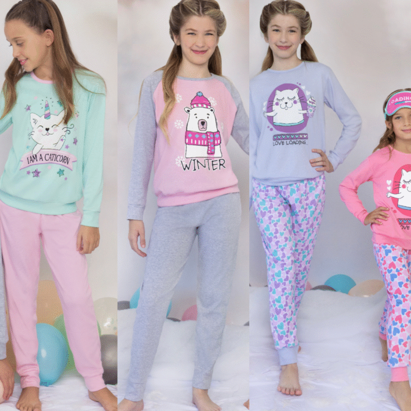 Pijama niña algodón estampado,  Linea Marey.
