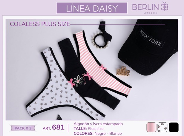 Colaless algodón estampado Talle Especial,pack x3. Linea Daisy.