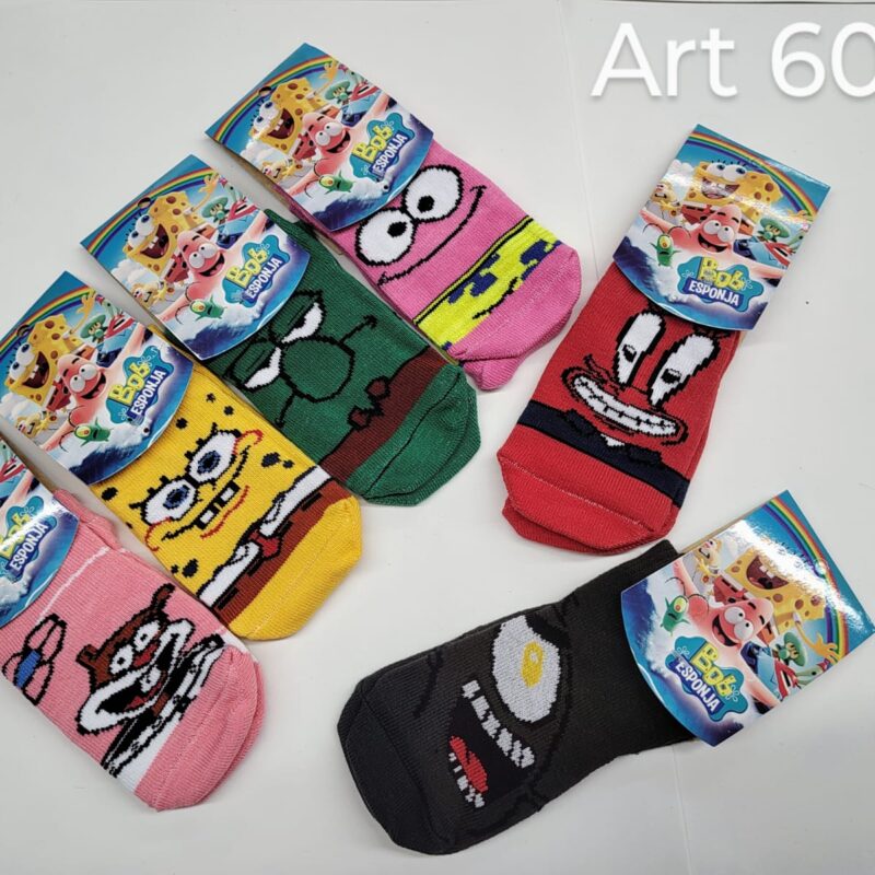 Soquete animado Bob Esponja. Tamaño niño.