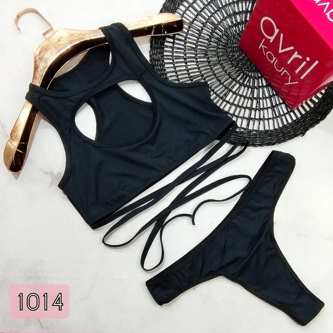 Conj. Top de microfibra con tiras y colaless.