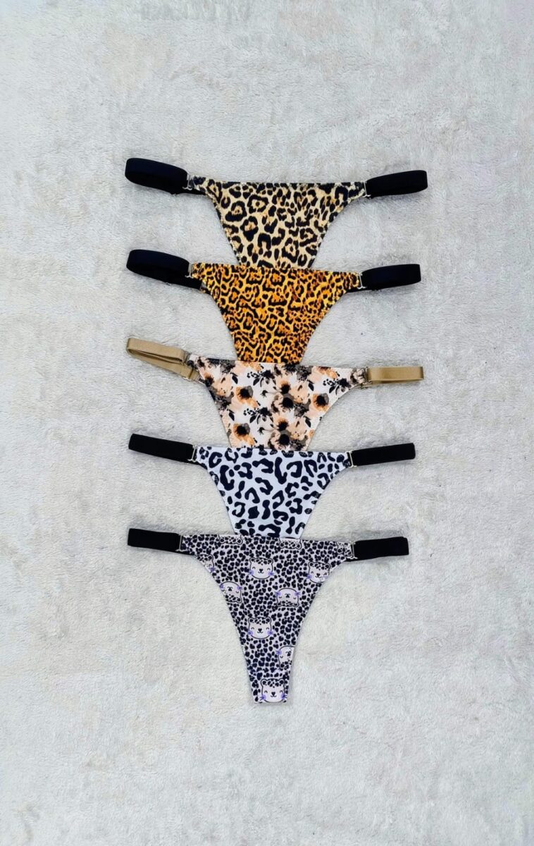 Tanga microfibra estampada con bretel ancho, x12.