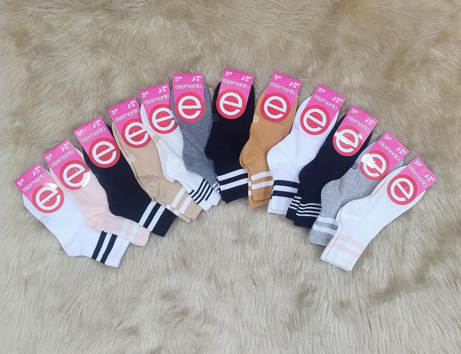 Medias 1/3 caña rayada de dama, x12