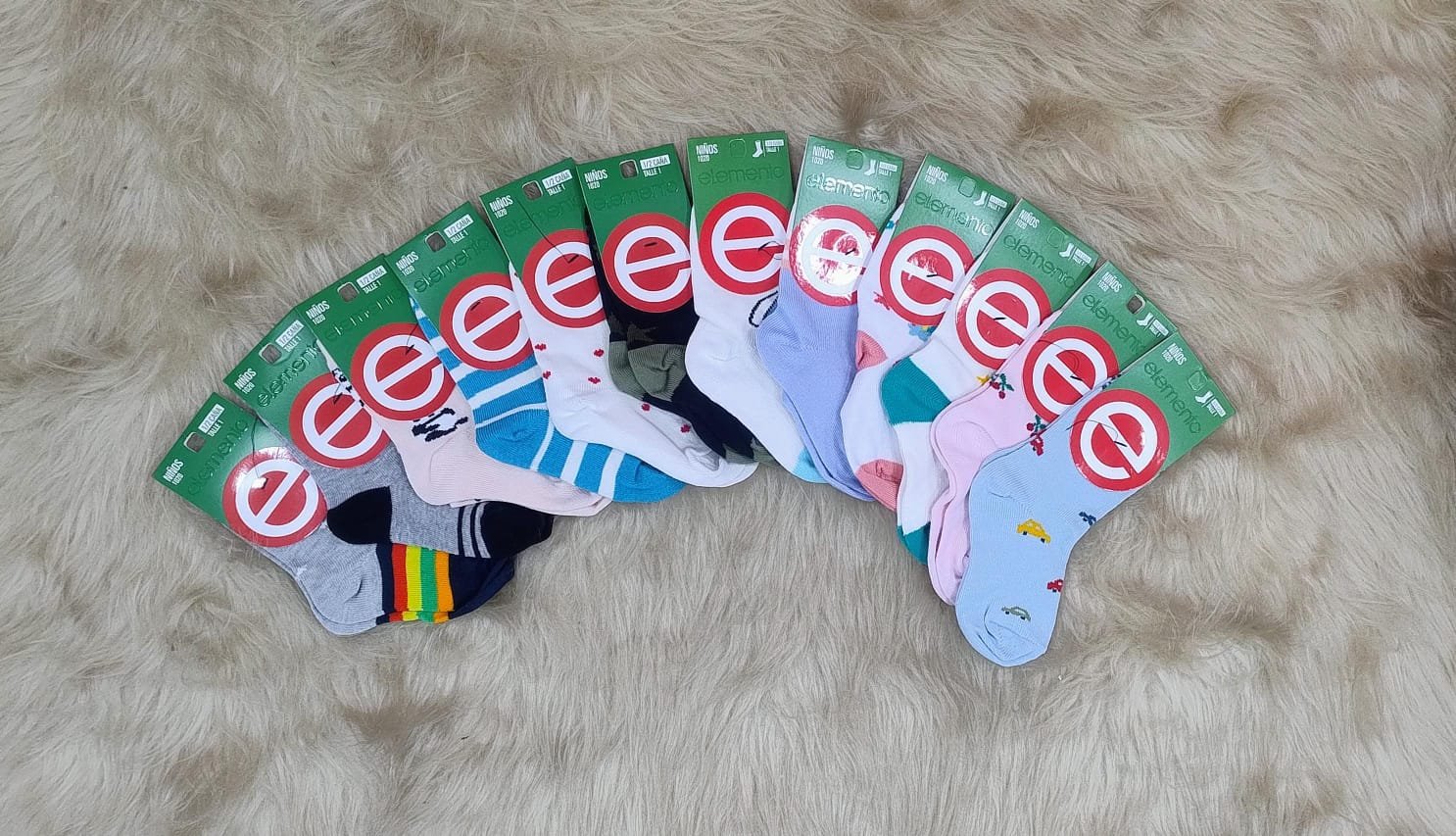 Media caña alg. estampada niño talle 1, x12.