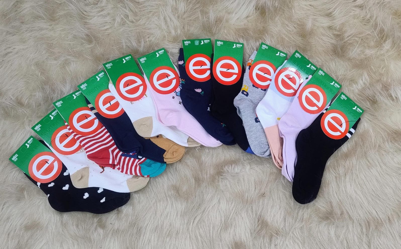 Media caña alg. estampada niño talle 2, x12.