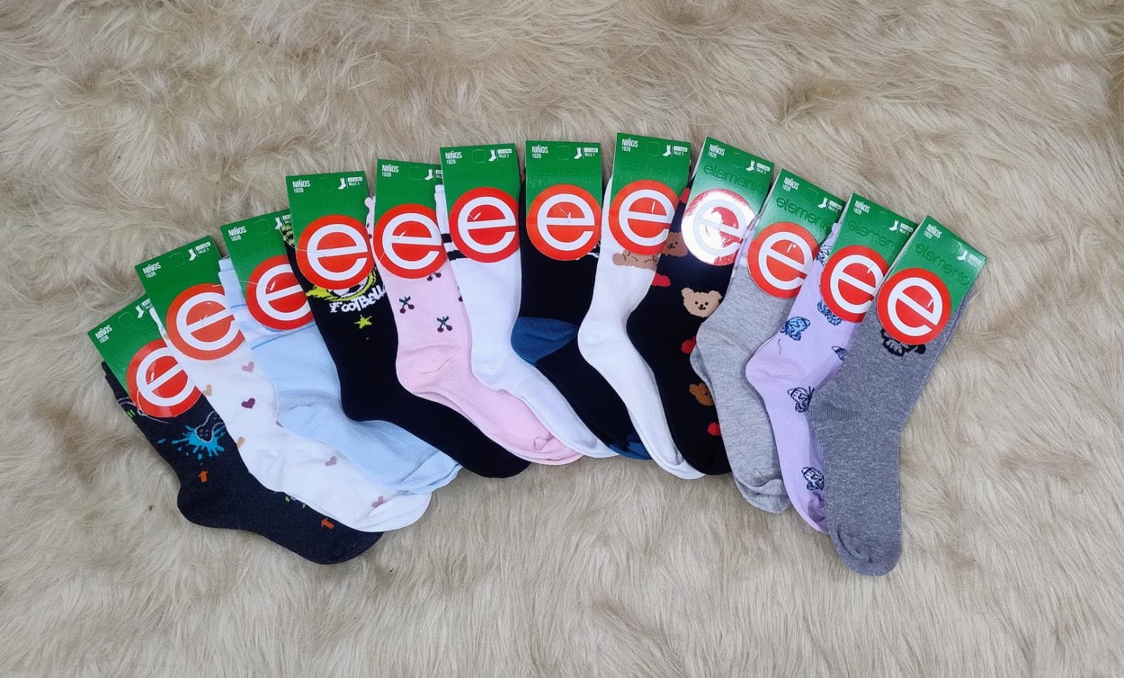 Media caña alg. estampada niño talle 3, x12.