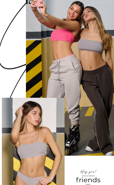 Conjunto bandeau de morley con colaless, SOLO GRIS Y NEGRO.