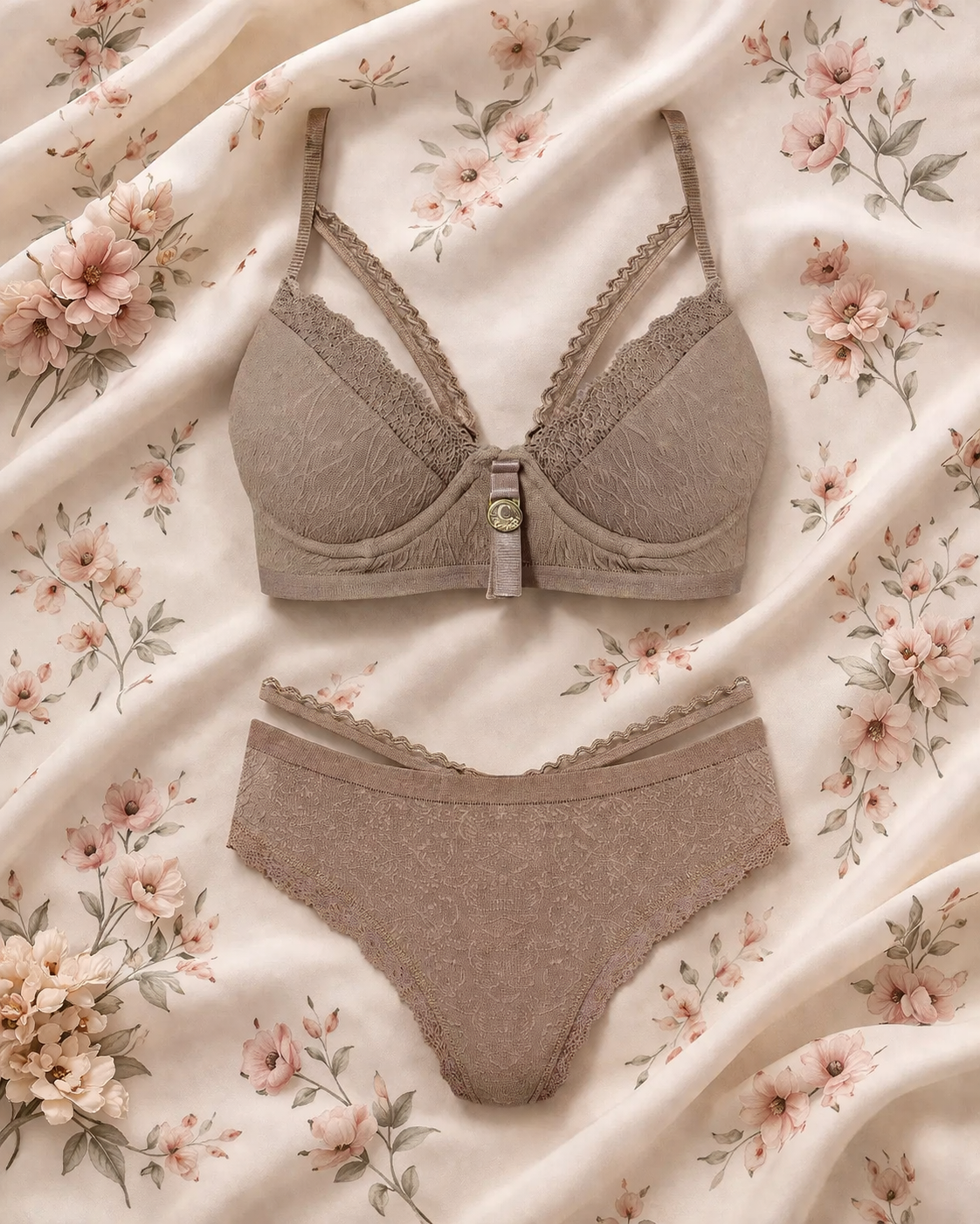 Conjunto de microf. labrada con doble tiras y colaless.