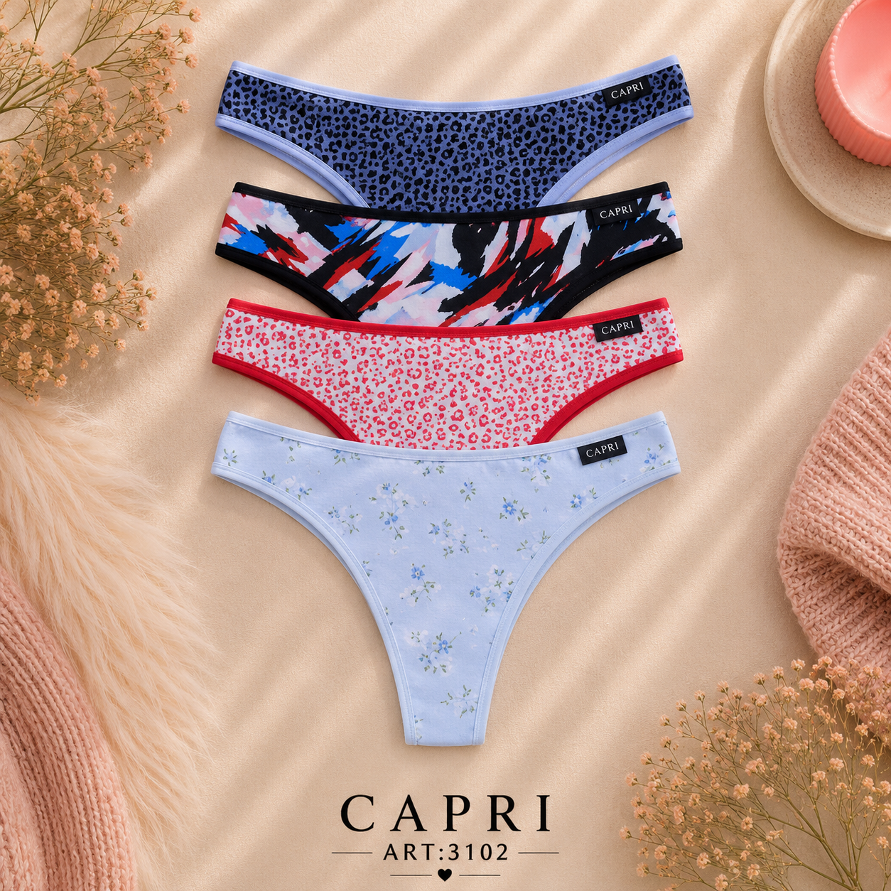 Colaless estampadas, pack x3 CAPRI.