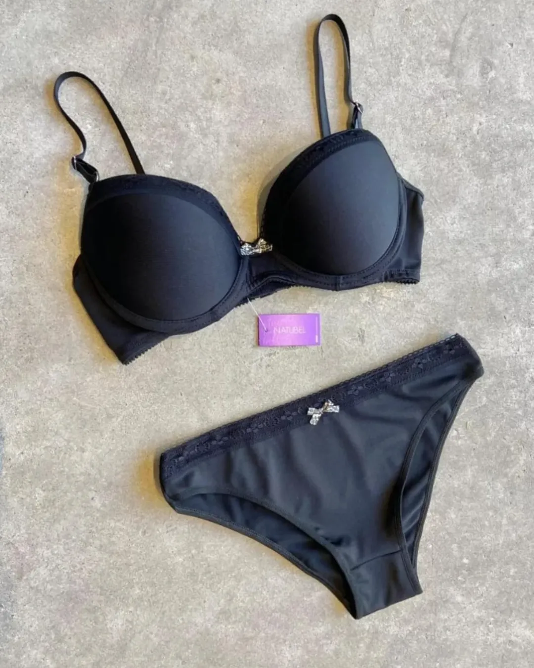 Conjunto soft microfibra y puntilla con vedetina.