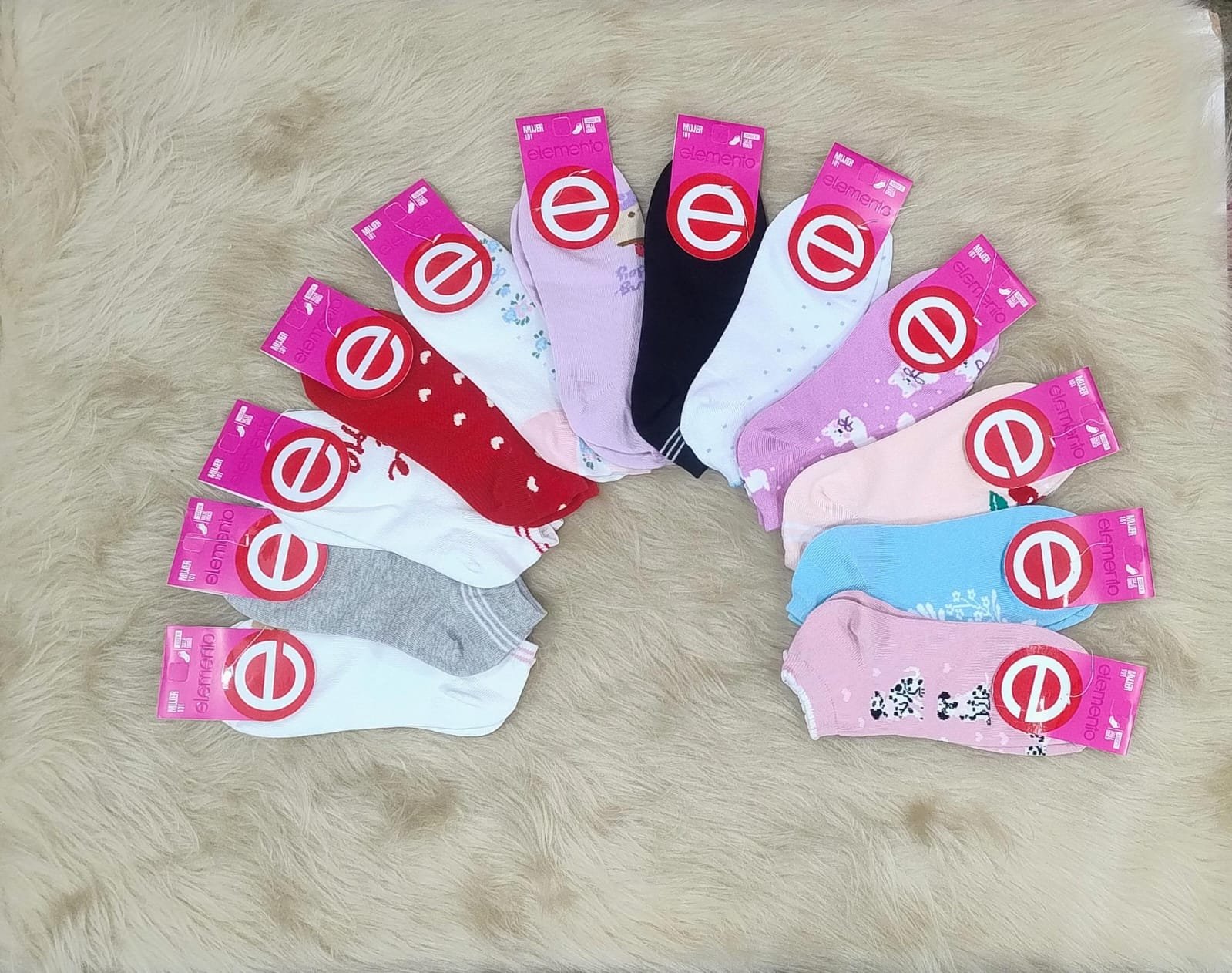 Soquete estampados de dama, x12.