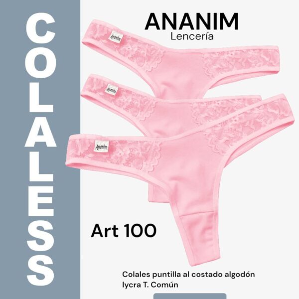 Colaless de algodón con puntilla, ROSA.