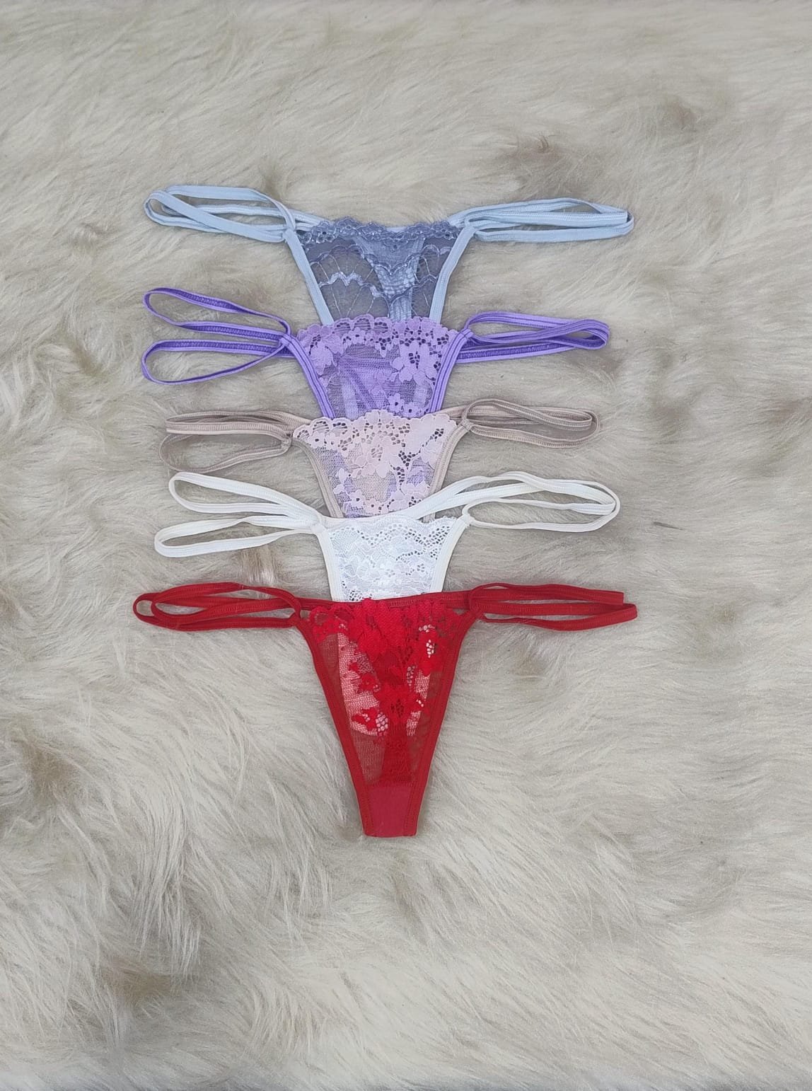 Microless de encaje doble tira, x12.