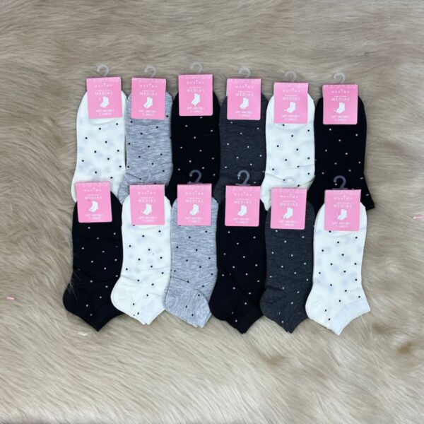 Medias de algodón de dama estampadas, x12.