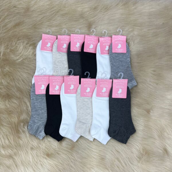 Medias de algodón de dama estampadas, x12.