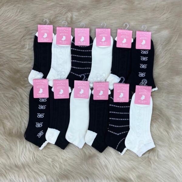Medias de algodón de dama estampadas, x12.