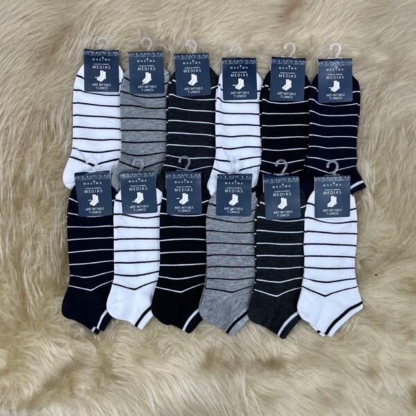 Medias de algodón de hombre estampadas, x12.