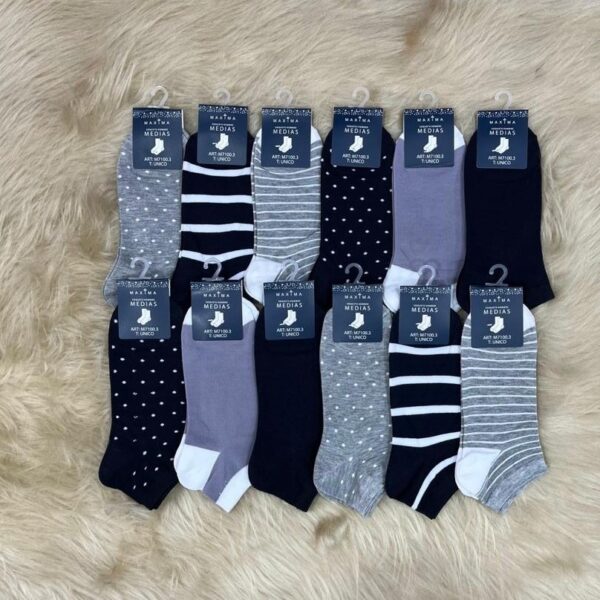 Medias de algodón de hombre estampadas, x12.