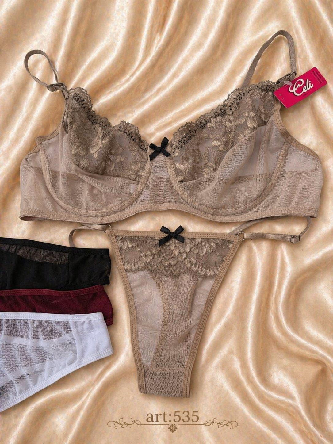 Conj brallet con aro tul y puntilla,Celi.