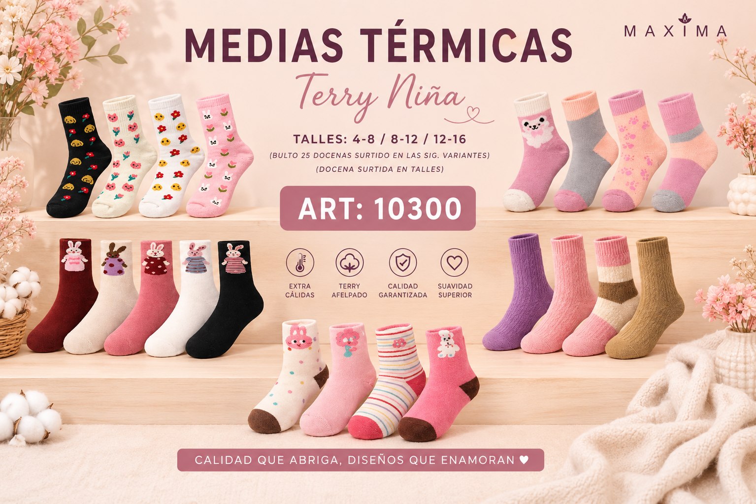 Medias termicas terry Niña.