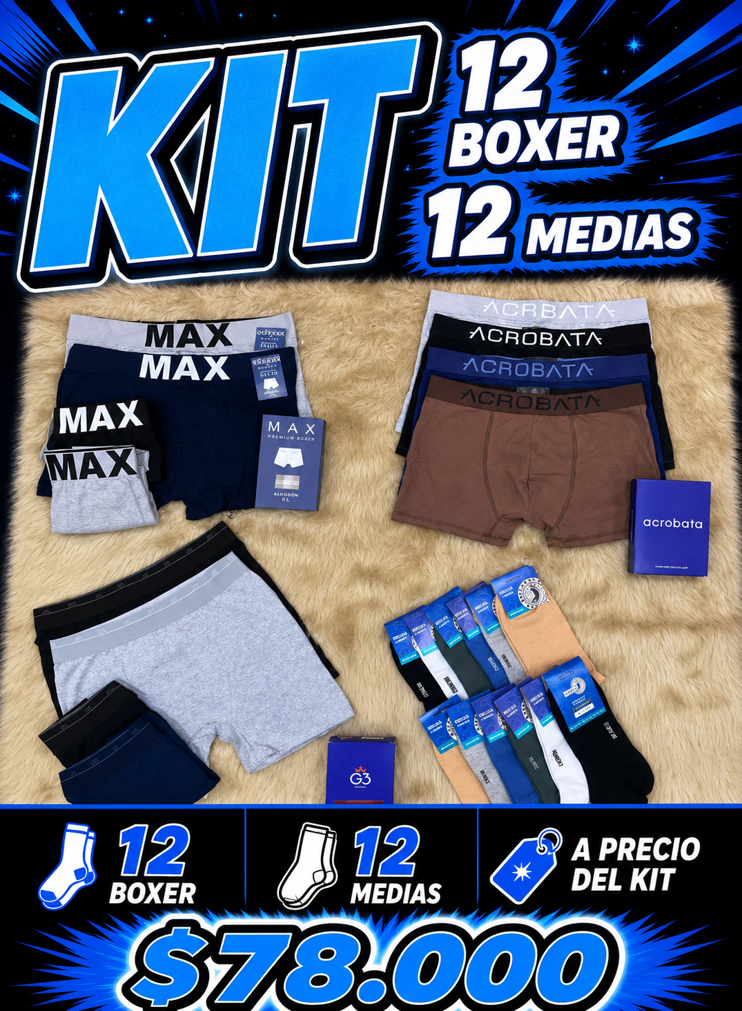 KIT 12 MEDIAS 12 BOXER .