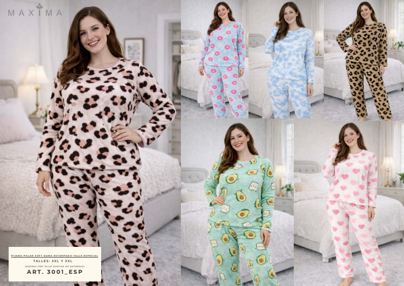 Pijamas polar soft estampados para Dama.