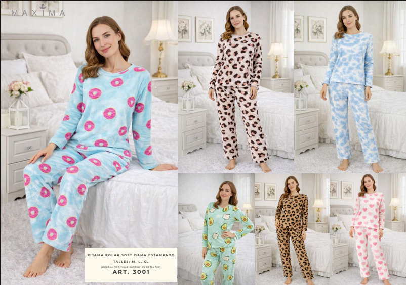 Pijamas polar soft estampados para Dama.