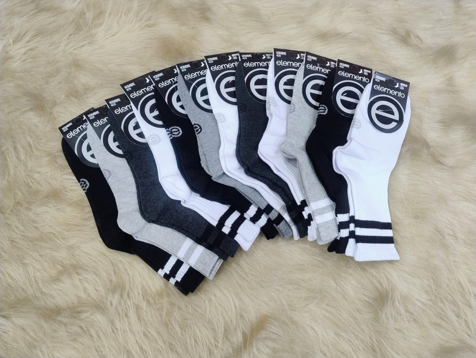 Medias 1/3 rayas de hombre , x12.